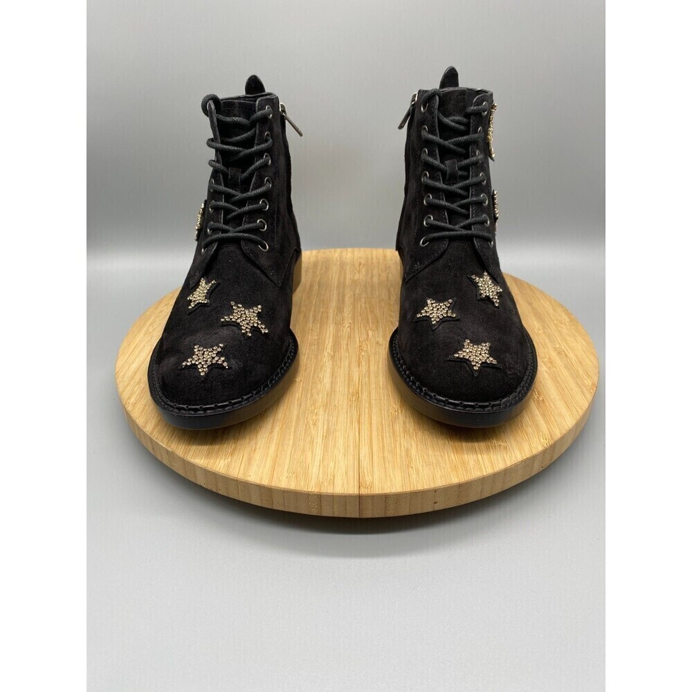 Coach Watts Star Boots Black Sued Side Zip Western Rhinestones G2313 Womens 7 B - Picture 9 of 14